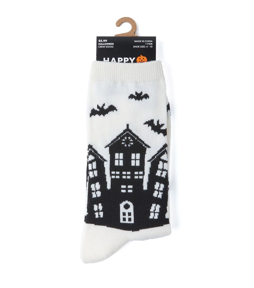 1 Pair Halloween Haunted House Crew Socks by Happy