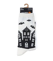 1 Pair Halloween Haunted House Crew Socks by Happy