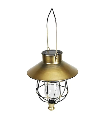 Northlight 9" LED Bronze Hanging Vintage Solar Lantern