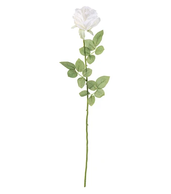 27" White Rose Stem by Bloom Room