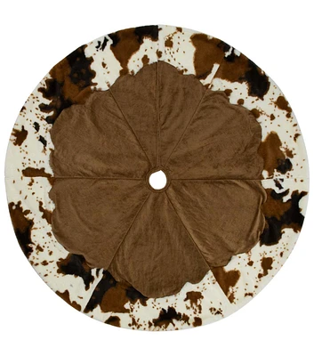 Northlight 48" Brown Corduroy Christmas Tree Skirt With Faux Fur Trim