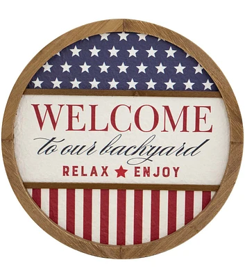 Northlight 12" Patriotic Welcome to Our Backyard Wood Framed Sign