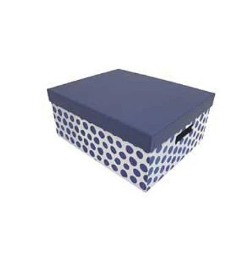 13.5" Blue Dots Rectangle Box With Cut Out Handles by Place & Time