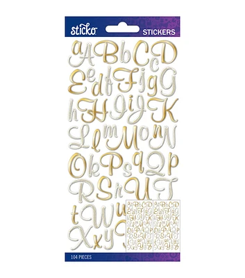 Sticko Stickers Gold Foil Script Alphabet