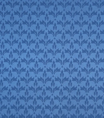 Navy Leaves Silky Jacquard Fabric