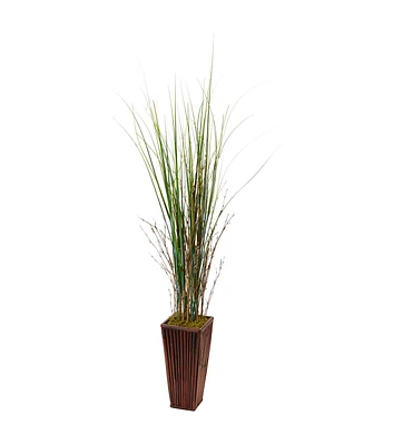 Nearly Natural 54" Bamboo Artificial Grass in Bamboo Planter