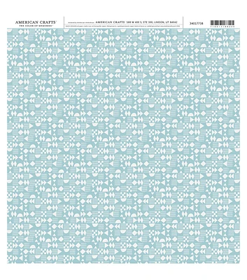 American Crafts Mint Blue Geos Single Sheet