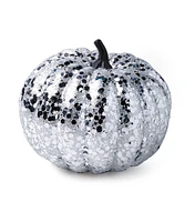 8" Halloween Silver Glitter Pumpkin by Place & Time