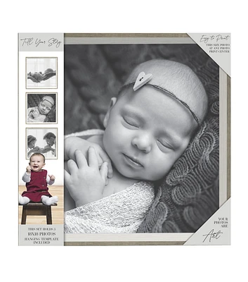 Enchante White and Natural 18" x 18" Plastic Photo Frames 3pk