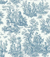 RoomMates 20.5" X 16.5' Blue Country Life Toile Peel & Stick Wallpaper