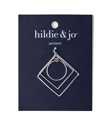 Silver Layered Circle and Square Pendant by hildie & jo