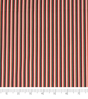 Singer Red & Green Stripes Christmas Cotton Fabric