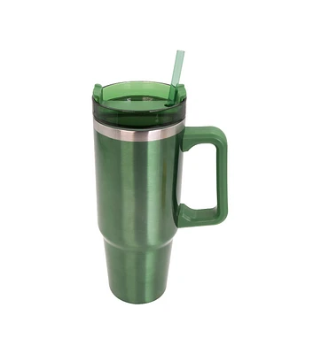 30oz Christmas Green Gold Tumbler With Straw