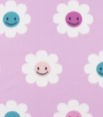 Smiley Face Flowers Blizzard Fleece Fabric