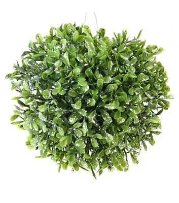 Northlight 5" Green and Silver Glitter Artificial Boxwood Ball Topiary