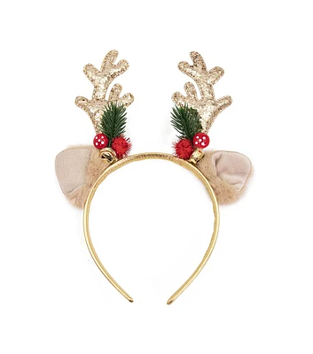 12" Christmas Gold Reindeer Headband by Happy Value