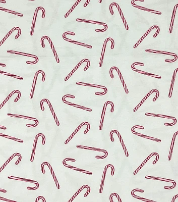 Candy Canes on Super Snuggle Christmas Flannel Fabric