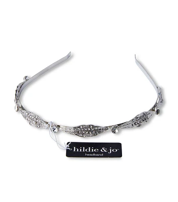 Clear & Silver Metal Round & Leaf Crystal Headband by hildie & jo