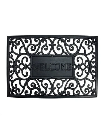 Northlight 18" x 30" Black Scroll Welcome Door Mat