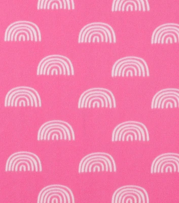 Rainbows on Pink Craft Fleece Fabric by Happy Value