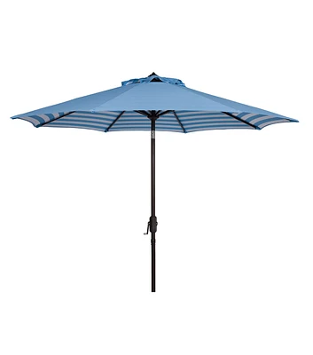 Safavieh 9' Athens & White Striped Auto Tilt Patio Umbrella