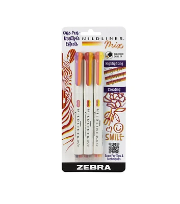 Zebra 3ct Warm Color Mildliner Mix Creative Highlighters