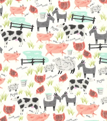 Farm Animals Novelty Cotton Fabric