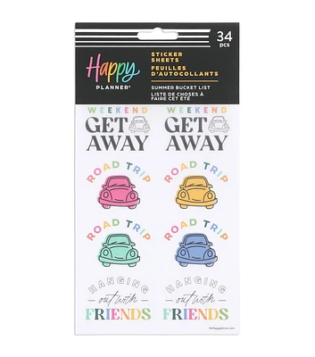 34pc Summer Bucket List Happy Planner Stickers