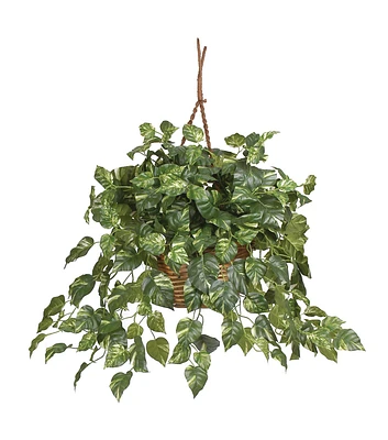 Nearly Natural 36" Pothos Hanging Basket Silk Plant