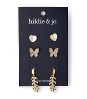 Metal Heart & Butterfly Stud Earrings by hildie & jo