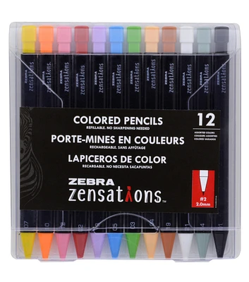 Zebra Zensations Colored Mechanical Pencil Set 12 Colors