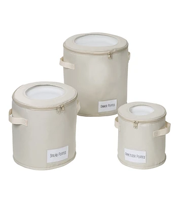 Honey Can Do 3ct Natural Round Dinnerware Storage Cases