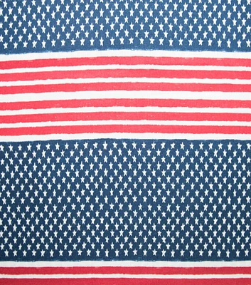 Red & Blue Flag Stripe Patriotic Cotton Fabric