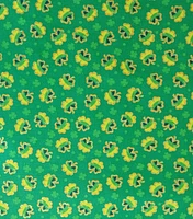 Shamrocks on Green St. Patrick's Day Glitter Cotton Fabric