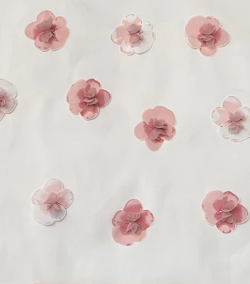 3D Pink Flower Organza Fabric