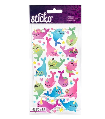 Sticko Funny Narwhals Flat Stickers