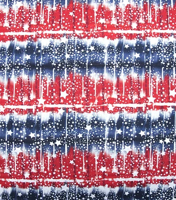 Tie Dye Star Stripe Patriotic Cotton Fabric