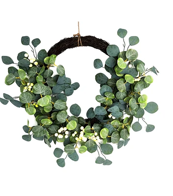 20" Eucalyptus Leaf & Berry Wreath by Bloom Room