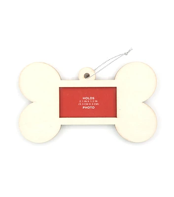 5" Christmas Wood Photo Dog Bone Ornament by Place & Time