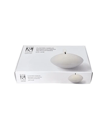 2" White Unscented Floating Tealights 6pk by Place & Time