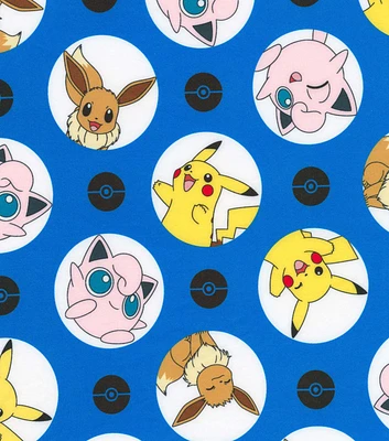 Robert Kaufman Pokemon & Friends on Blue Cotton Fabric