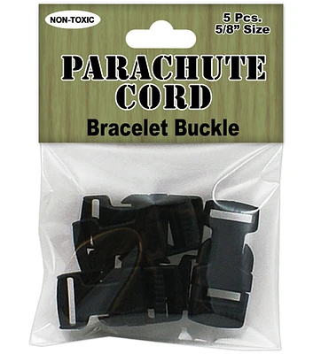 Parachute Cord Bracelet Buckles 15Mm 5 Pkg Black