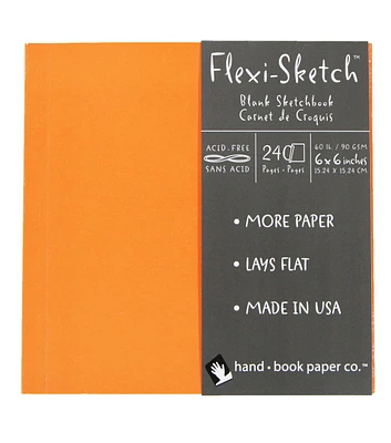 Global Art 6" x 6" Orange 120 Sheet Flexi Sketch Blank Sketchbook