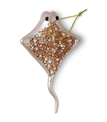 6.5" Christmas Gold Stingray Glass Ornament by Place & Time