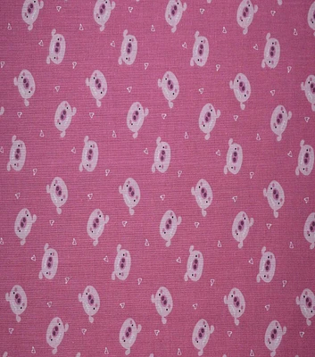 Barnyard Pigs on Pink Cotton Fabric by Quilter's Showcase