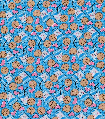 Cookies And Milk Novelty Cotton Fabric