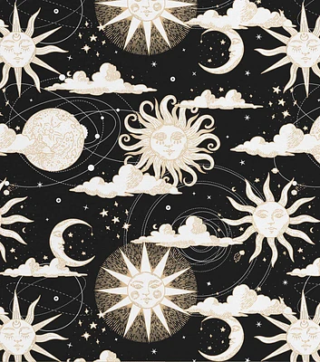 Written in the Stars on Black Halloween Cotton Fabric