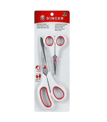 SINGER 8.5" Fabric Scissors and 4.75" Craft Scissors Pack