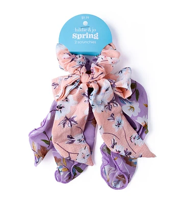 2ct Spring Flower Printed Hair Scrunchies by hildie & jo