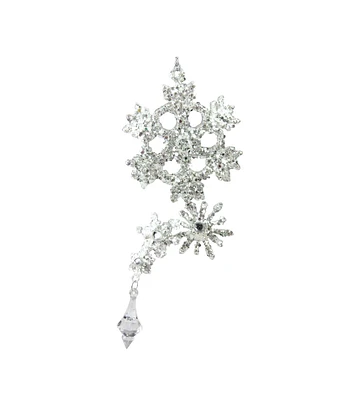 Northlight 8.5" Christmas Silver Glitz Jewel Snowflake Cluster Ornament